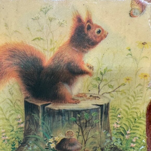 Vintage Wall Hanging Wood Plaques Animal 1970s Pictures Rabbit Squirrel Badger - Picture 5 of 10